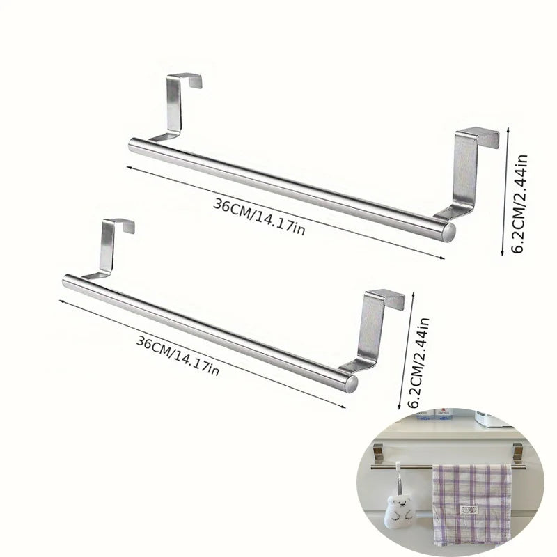 Towel Rack Over Door Towel Bar Hanging Holder Stainless Steel Bathroom Kitchen Cabinet Towel Rag Rack Towel Hanger