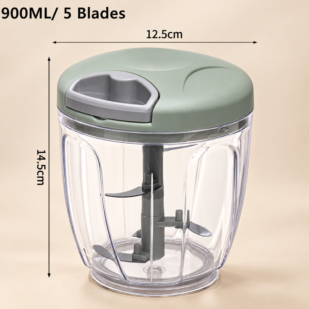 Picadora manual verde de 900 ml con 5 cuchillas