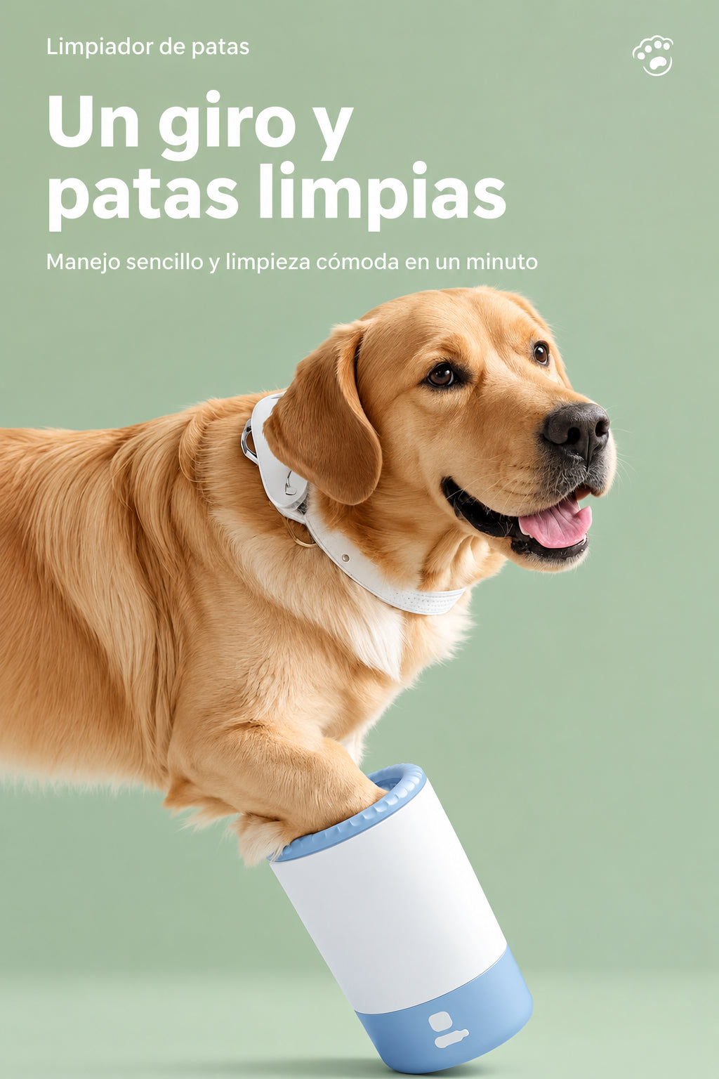 Perro limpiándose las patas con el limpiador eléctrico