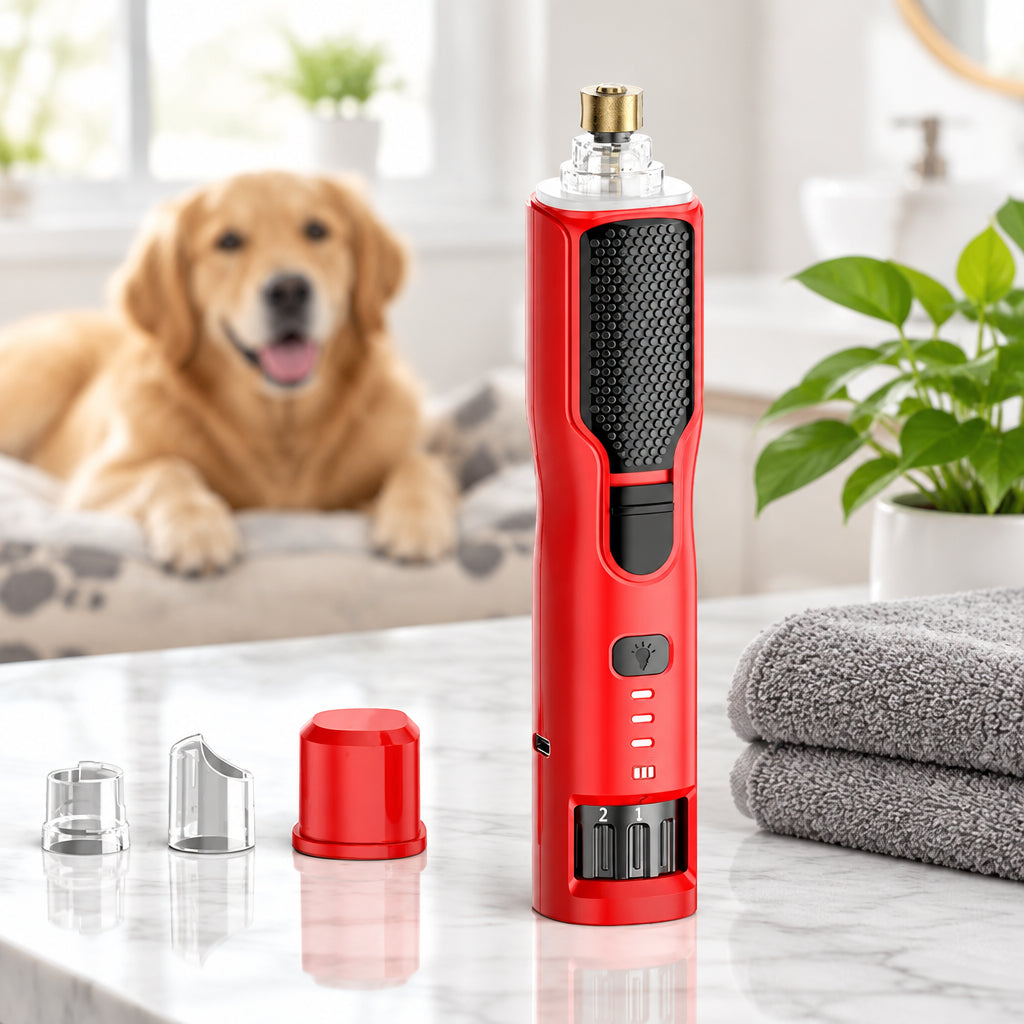 Lima de uñas eléctrica para perros y gatos en un baño moderno