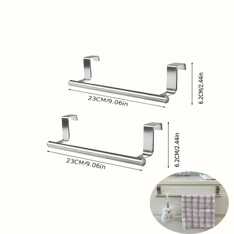 Towel Rack Over Door Towel Bar Hanging Holder Stainless Steel Bathroom Kitchen Cabinet Towel Rag Rack Towel Hanger