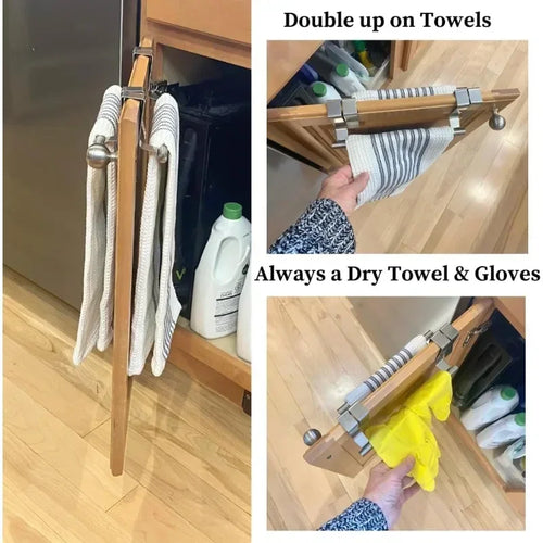 Towel Rack Over Door Towel Bar Hanging Holder Stainless Steel Bathroom Kitchen Cabinet Towel Rag Rack Towel Hanger