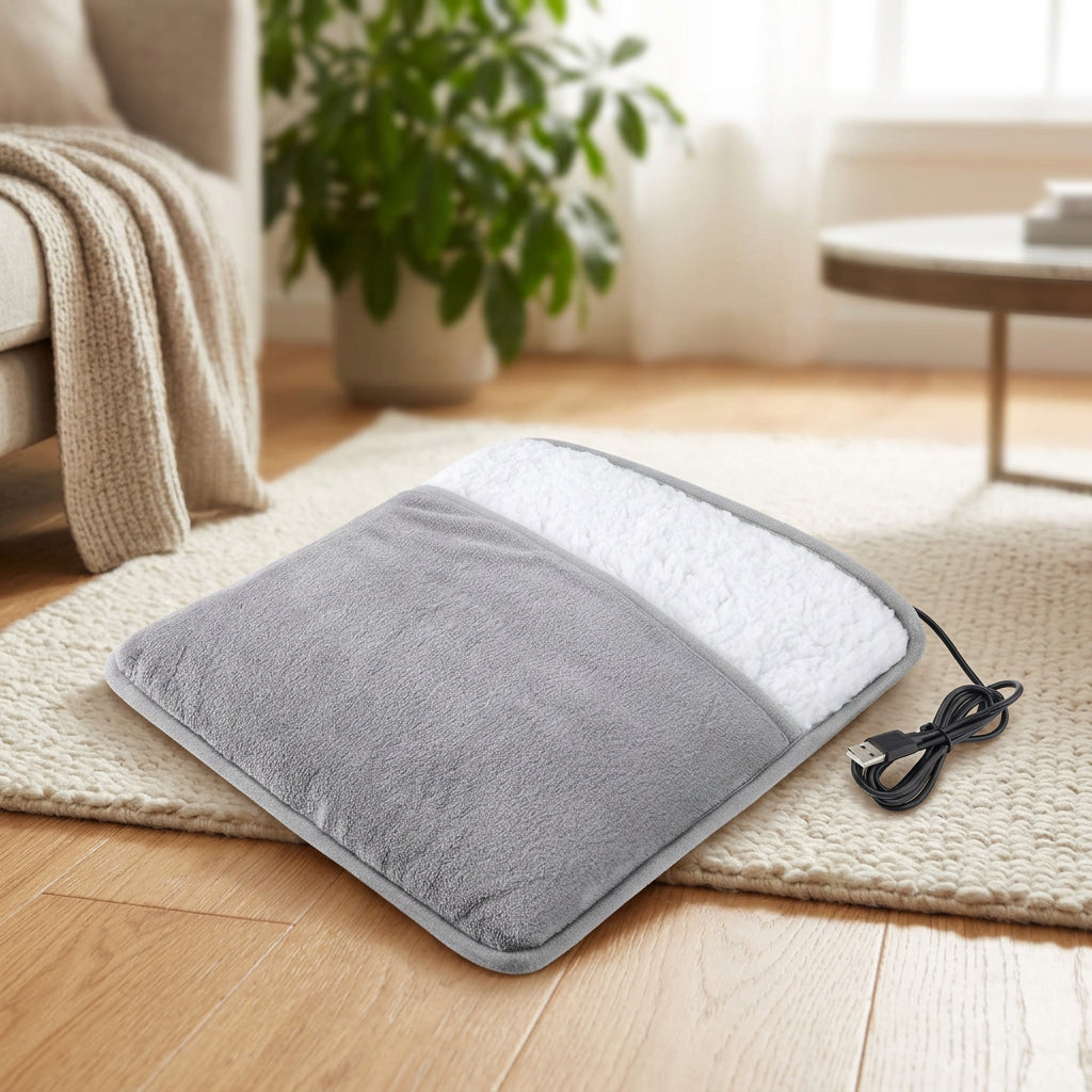 Alfombrilla térmica para los pies gris con interior de borrego