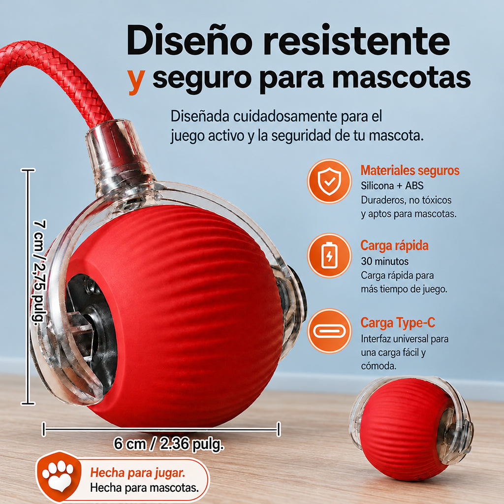 Pelota interactiva para perros resistente y segura