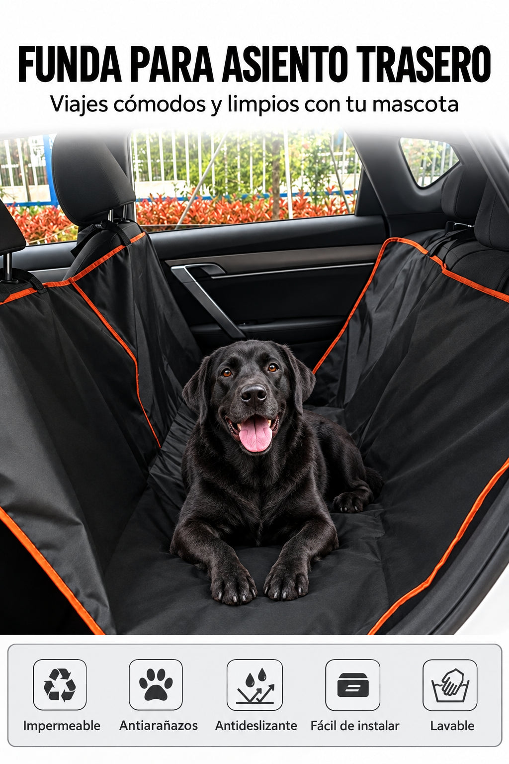 Funda para asiento trasero impermeable y antiarañazos