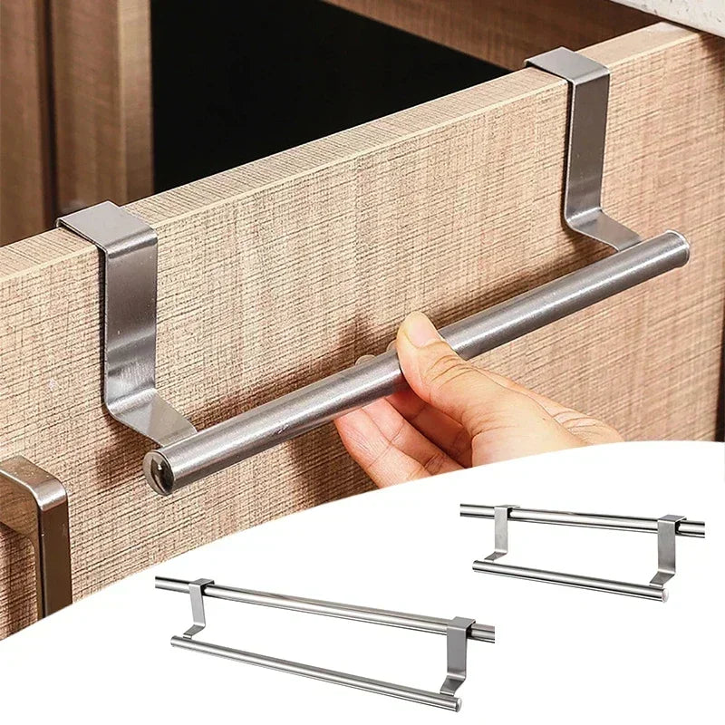 Towel Rack Over Door Towel Bar Hanging Holder Stainless Steel Bathroom Kitchen Cabinet Towel Rag Rack Towel Hanger
