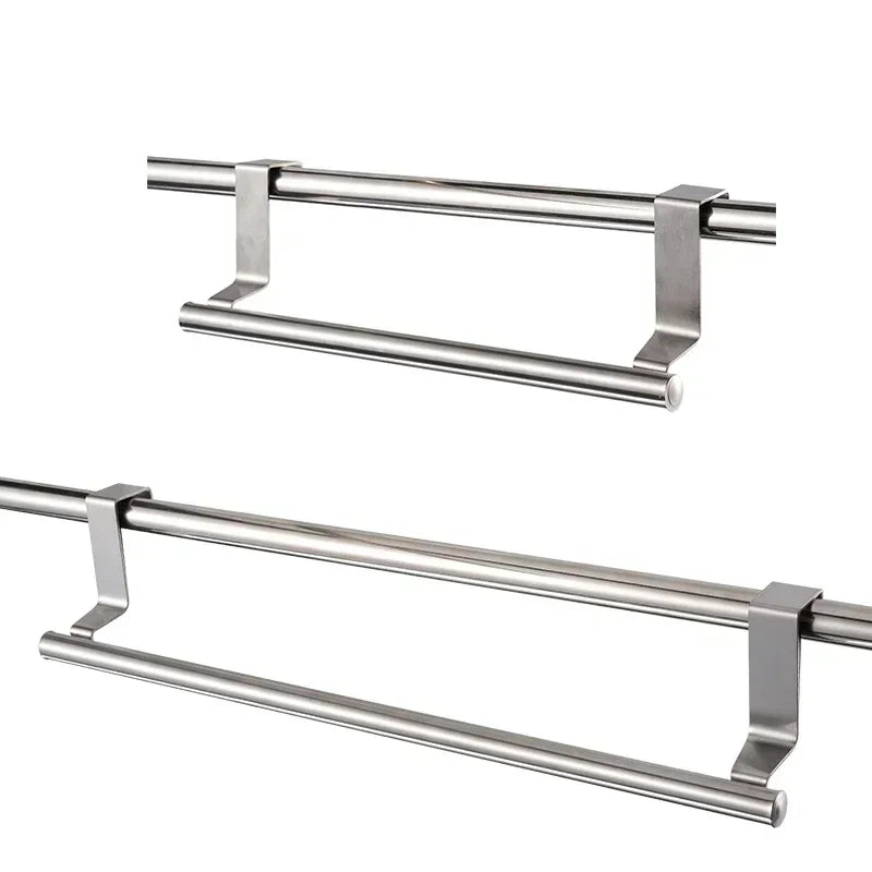 Towel Rack Over Door Towel Bar Hanging Holder Stainless Steel Bathroom Kitchen Cabinet Towel Rag Rack Towel Hanger