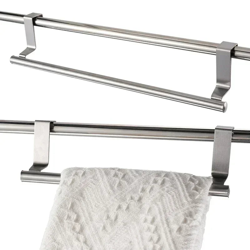 Towel Rack Over Door Towel Bar Hanging Holder Stainless Steel Bathroom Kitchen Cabinet Towel Rag Rack Towel Hanger