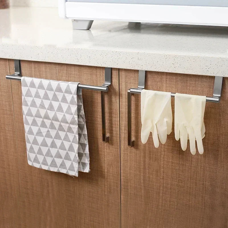 Towel Rack Over Door Towel Bar Hanging Holder Stainless Steel Bathroom Kitchen Cabinet Towel Rag Rack Towel Hanger
