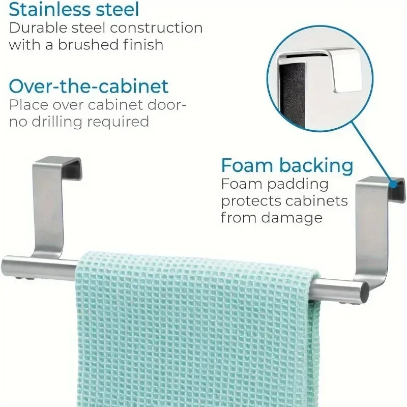 Towel Rack Over Door Towel Bar Hanging Holder Stainless Steel Bathroom Kitchen Cabinet Towel Rag Rack Towel Hanger